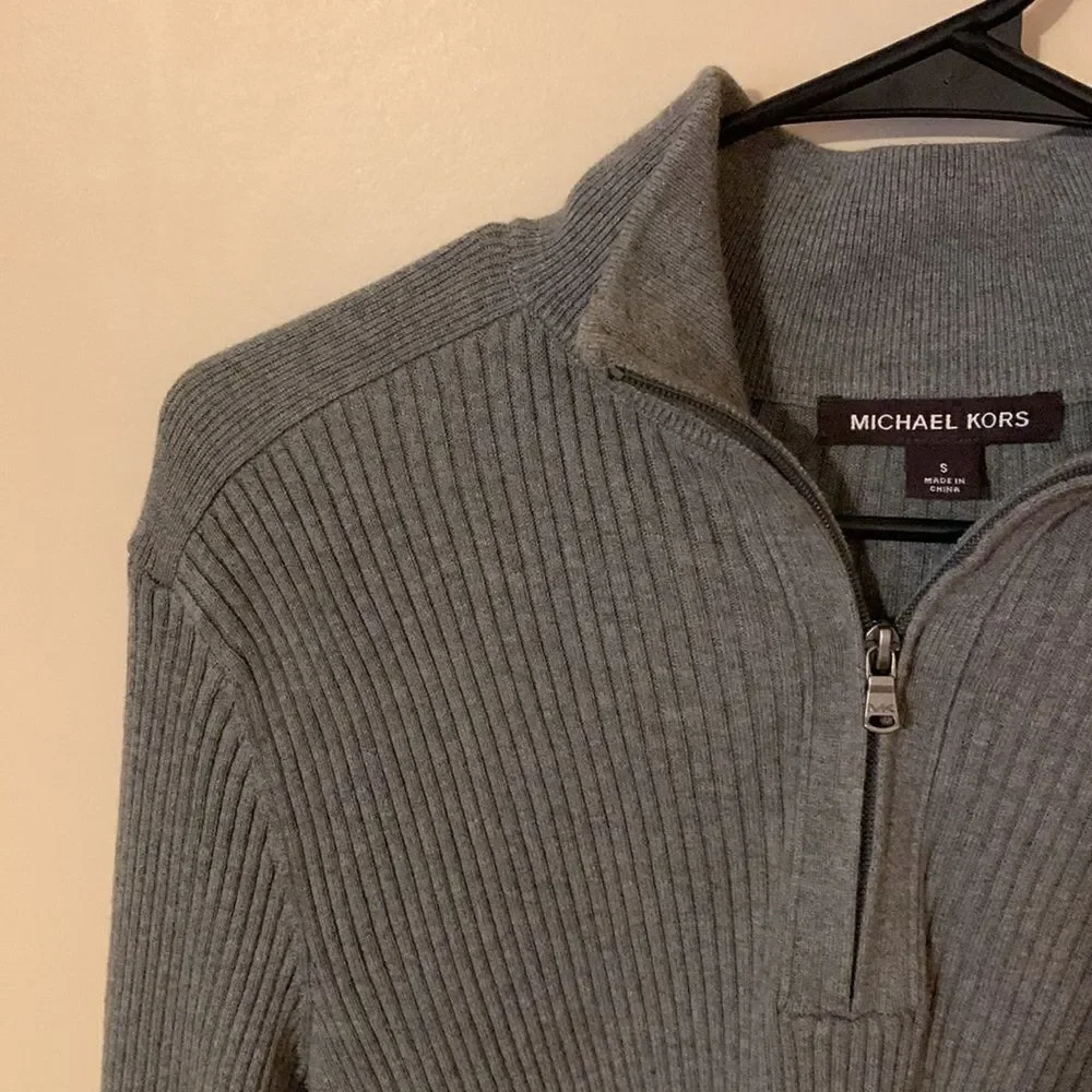 Michael Kors Resort 1 Ash Melange Sweater Mens Size S Knit 1/4 Zip Pullover